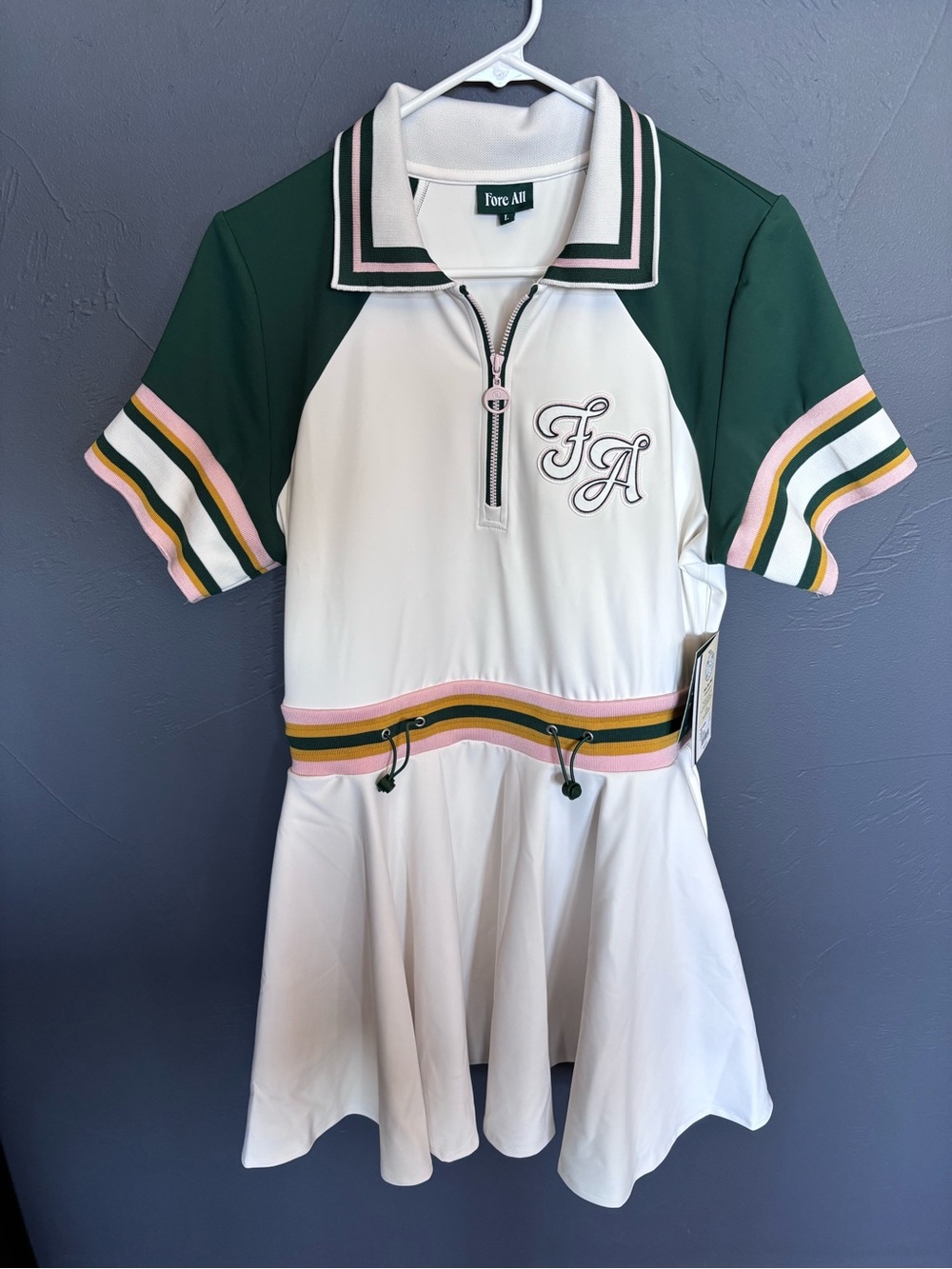Fore All Women’s Misty Dress - Ivory and Forest Green Polo Dress